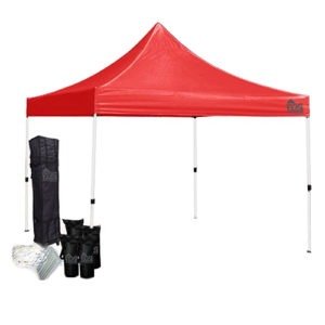 red 10x10 canopy tent bundle