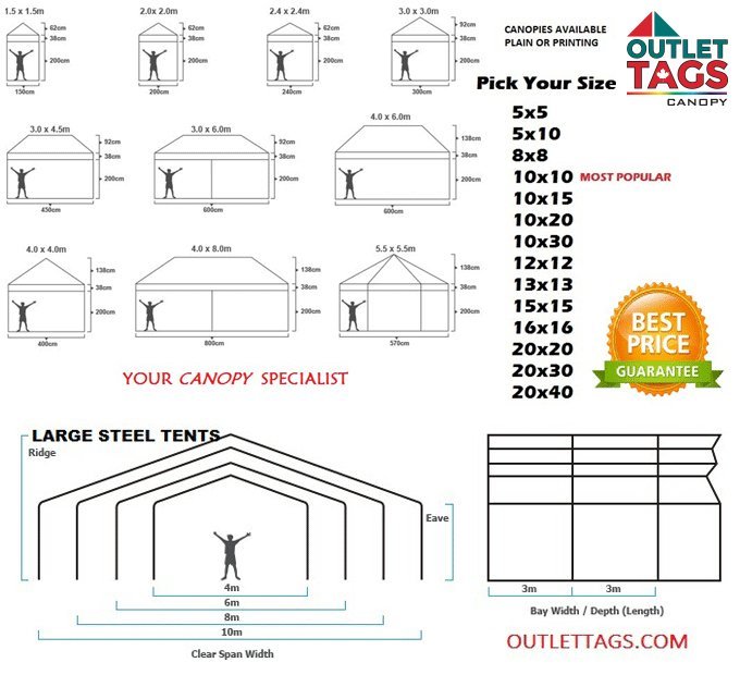 Tent Size Guide,Canopy,tents,toronto,ottawa,popup tents,