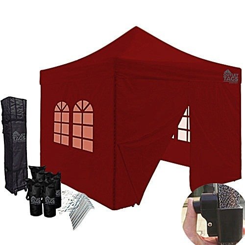 10x10 Burgundy Canopy With Four Walls