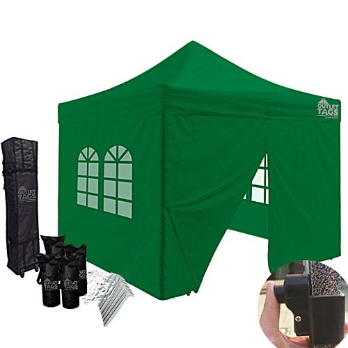 10x10 green canopy with four walls