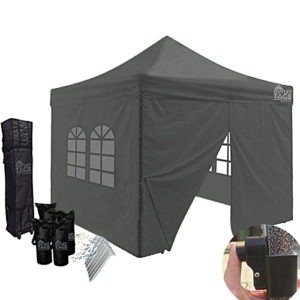 10x10 grey pop up canopy with four walls
