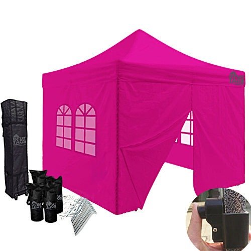 10x10 pink canopy with four walls