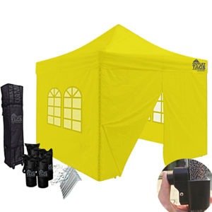 10x10 yellow canopy with four walls