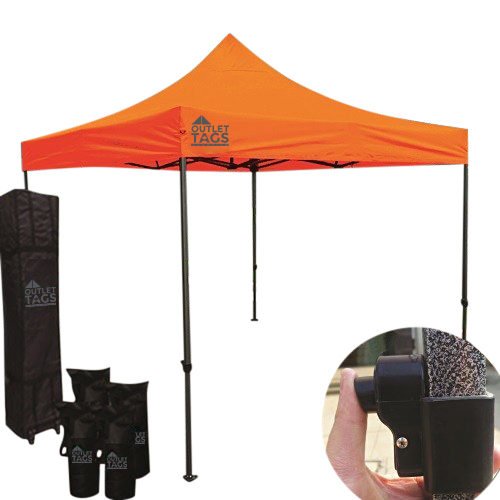orange pop up tent