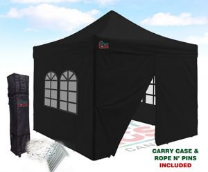 10×10 Pop-Up Canopy Tent With Four Walls – Black