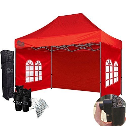 10x15 red canopy with walls