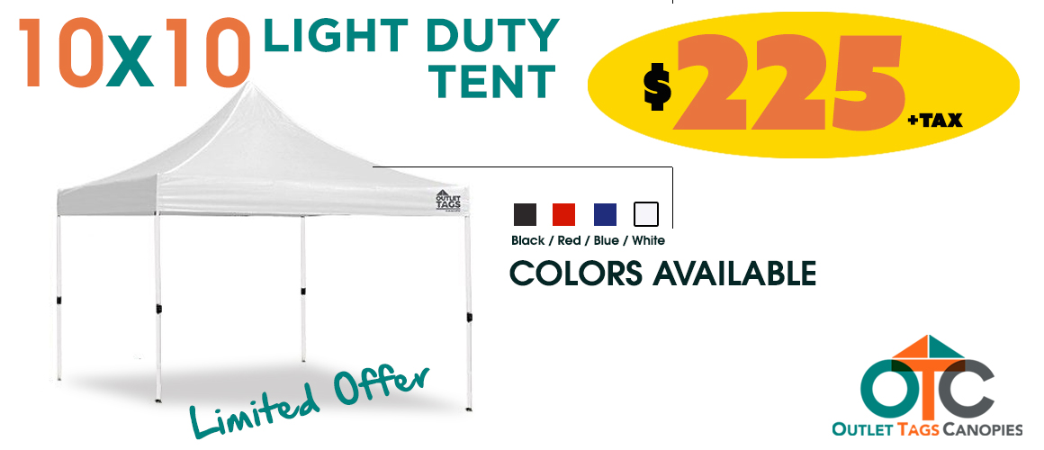 10x10 Light Duty Tents On Sale for only $225